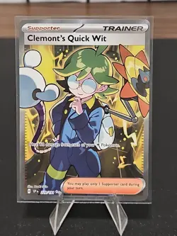 Pokemon TCG Surging Sparks Clement’s Quick Wit 229/191 NM Card Ultra Rare - Image 1