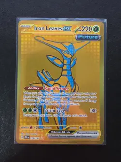 Pokemon TCG Iron Leaves EX Prismatic Evolutions Holo Card 176/131 Gold - Image 1