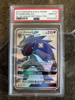 Pokemon TCG Zoroark GX Holo Card Hidden Fates 77a/73 In PSA 10 - Image 1