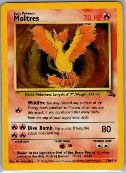 Moltres 12/62 Holo Fossil - Pokemon Card - LP - Image 1