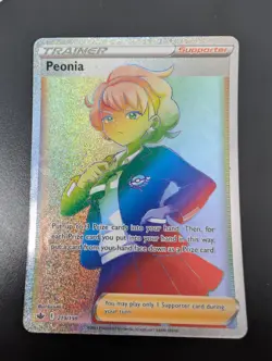 Peonia 219/198 Full Art Rainbow Holo Secret Rare Chilling Reign Pokemon Card NM - Image 4