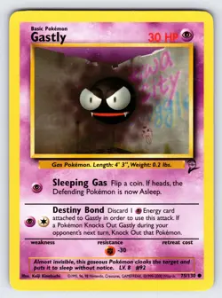 Gastly 75/130 Base Set 2 Pokemon Card TCG Vintage WOTC Nintendo Common - Nm/Vlp - Image 1