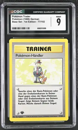 CGC 9 MINT Pokemon Trader 1999 Base Set 1st Edition German 77/102 Pokemon Card - Image 1