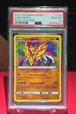 Pokemon Zamazenta 102/185 Swsh04 Vivid Voltage Amazing Rare Holo PSA 10 Card - Image 1