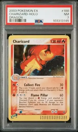 PSA 7 ENGLISH POKEMON CHARIZARD HOLO DRAGON EX E SERIES #100 2003 ARITA NM 9 - Image 1