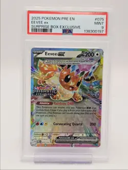 EEVEE EX 2025 POKEMON PRISMATIC SURPRISE BOX EXCLUSIVE 075/131 PSA 9 Q6247 - Image 1