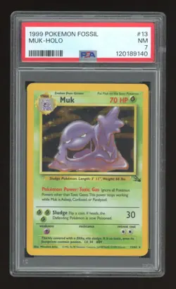1999 POKEMON FOSSIL #13 MUK-HOLO PSA 7 - Image 1