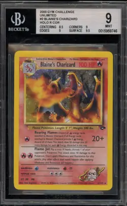 Pokemon Blaine's Charizard Gym Challenge Unlimited #2 CORRECTED SYMBOL BGS 9 - Image 1