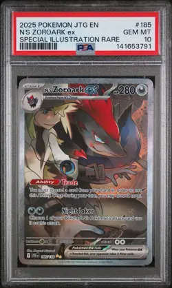 2025 POKEMON JTG EN-JOURNEY TOGETHER #185 N'S ZOROARK EX PSA 10 - Image 1