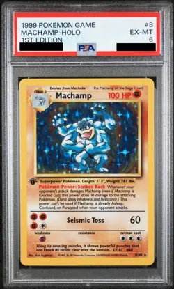 1999 POKEMON BASE SET 1ST EDITION #8 MACHAMP-HOLO PSA 6 - Image 1