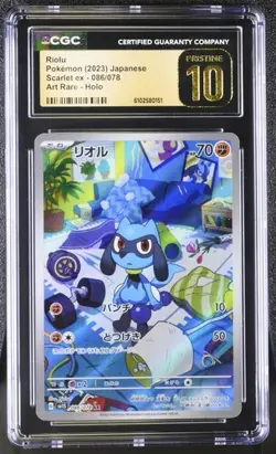 ✨✨ CGC 10 Pristine Riolu 086/078 AR Scarlet EX 2023 Pokemon Card - Image 1