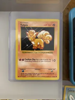 Pokemon Vulpix TCG Base Set Shadowless Common Card 68/102 NM/LP Condition - Image 2