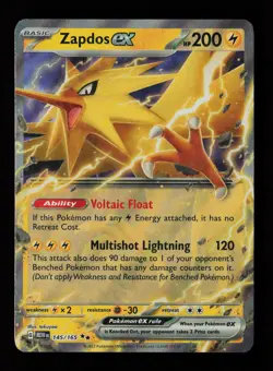 Zapdos ex 145/165 Holo SV: Scarlet & Violet 151 Pokemon Card - Image 1