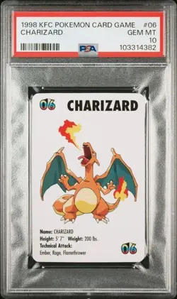 PSA 10 ENGLISH POKEMON CHARIZARD KFC CARD GAME #06 1998 PIKACHU GEM MINT 5 - Image 1