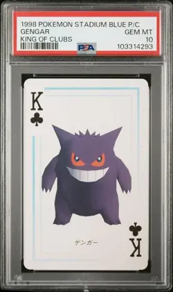 PSA 10 JAPANESE POKEMON GENGAR STADIUM PLAYING CARD BLUE KING CLUBS GEM MINT 10 - Image 1