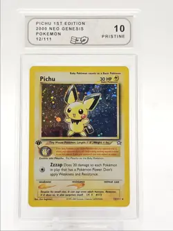 PICHU 2000 POKEMON NEO GENESIS 1ST EDITION RARE HOLO 12/111 AS 10 Q4596 - Image 1