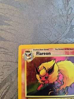 Pokemon TCG Flareon Jungle 3/64 Unlimited Holo Rare Error Missing Symbol - Image 2