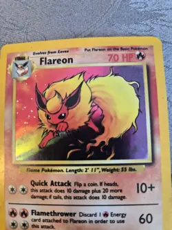Pokemon TCG Flareon Jungle 3/64 Unlimited Holo Rare Error Missing Symbol - Image 3