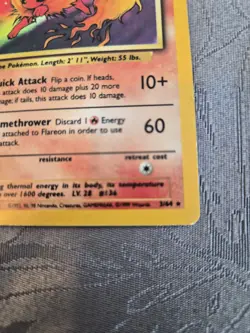 Pokemon TCG Flareon Jungle 3/64 Unlimited Holo Rare Error Missing Symbol - Image 5
