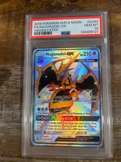 POKEMON 2019 Sun Moon Hidden Fates Full Art NAGANADEL GX #SV63 PSA 10 Gem - Image 1