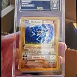 Pokemon TCG Machamp 1st Edition Holo Rare GMA Graded 8 1999 8/102 - Image 1