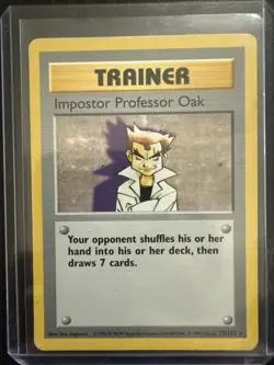 Imposter Professor Oak - Pokemon Base SHADOWLESS Rare Card + Celebrations - Image 2