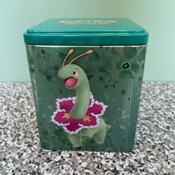 2022 Pokemon TCG Stacking Pokemon Tin EMPTY Green Tin - Image 1