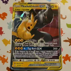 Pokemon Pikachu & Zekrom GX 33/181 Sm-Team Up Ultra Rare Holo EN damaged - Image 1