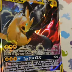 Pokemon Pikachu & Zekrom GX 33/181 Sm-Team Up Ultra Rare Holo EN damaged - Image 3