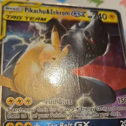 Pokemon Pikachu & Zekrom GX 33/181 Sm-Team Up Ultra Rare Holo EN damaged - Image 4