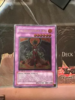 Yugioh Evil Hero Inferno Wing GLAS-EN038 Ultimate Rare 1st Edition Misprint - Image 4