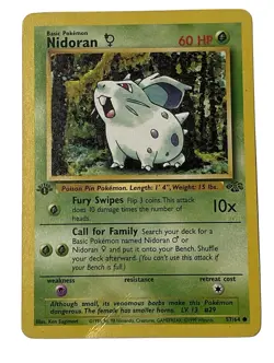 1st Edition Nidoran 57/64 Jungle Pokemon Card 1999 WOTC HP - Image 1