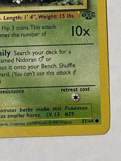 1st Edition Nidoran 57/64 Jungle Pokemon Card 1999 WOTC HP - Image 4