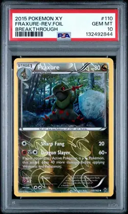 2015 Pokemon XY Breakthrough 110 Fraxure Reverse Foil PSA 10 Card GEM MINT POP 1 - Image 1