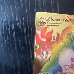 Charizard VMAX Rainbow Pokemon Gold Foil Fan Art Card Collectible Gift Display - Image 3