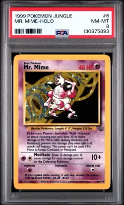 1999 Pokemon Jungle # 6 Mr. Mime Holo PSA 8 Card NM-MT Trusted Seller! NEW CERT! - Image 1