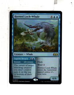 MTG SkeenAB Horned Loch-Whale PRERELEASE PROMO FOIL from WOE. NM. - Image 1