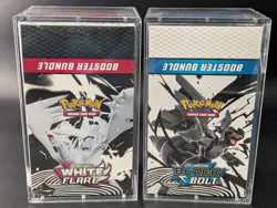 2x Pokemon SV10.5 Black Bolt White Flare Sealed Booster Bundle Display W/Acrylic - Image 1
