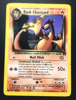DARK Charizard - #21/82 -Pokemon Team Rocket Unlimited Rare TCG WOTC MP NON HOLO - Image 1