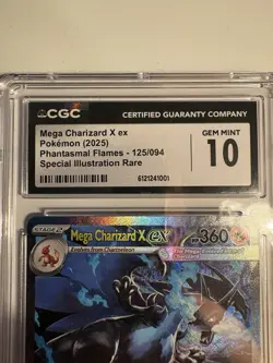 Mega Charizard X ex SIR 125 – 2025 Pokemon Phantasmal Flames – CGC 10 Gem MINT - Image 4