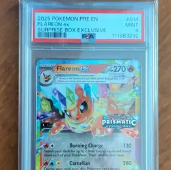 Pokemon Flareon ex Prismatic Evolutions Surprise Box Exclusive Holo #014 PSA 9 - Image 1