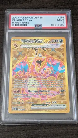 CHARIZARD EX 2023 Pokemon #228/197 PSA 9 MINT Obsidian Flames HYPER RARE - Image 1