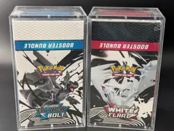 2x Pokemon SV10.5 Black Bolt White Flare Sealed Booster Bundle Display W/Acrylic - Image 1