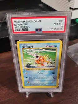 1999 Pokemon Base Set Unlimited 35/102 Magikarp PSA 8 NM-MT - Image 1