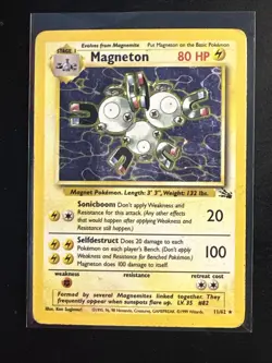 Pokemon TCG Magneton Fossil Holo Rare Card 11/62 Mod-light Play - Image 1