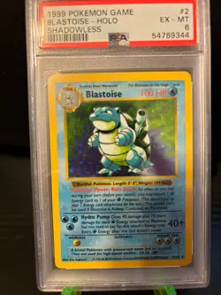 Blastoise 002/102 Base Set SHADOWLESS Holo Pokemon PSA 6 NOT 1st Edition - Image 1