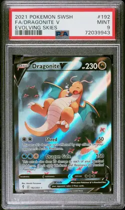 2021 POKEMON SWORD & SHIELD EVOLVING SKIES #192 FULL ART/DRAGONITE V PSA 9 - Image 1