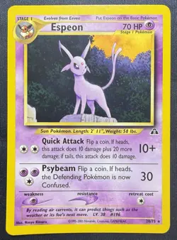 Pokemon TCG Espeon 20/75 Neo Discovery Unlimited Rare Vintage - Image 1