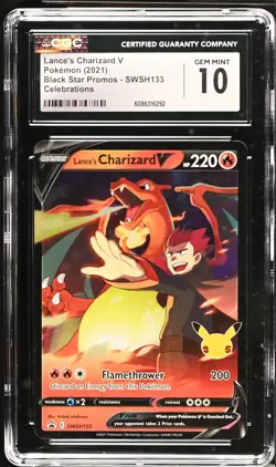 2021 TCG Pokemon Lance's Charizard V SWSH133 Black Star Promo CGC GEM MINT 10 - Image 1