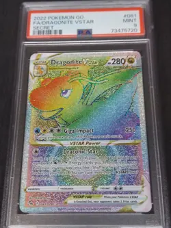 2022 Pokemon GO Dragonite VSTAR Rainbow Secret Rare 081/078 PSA 9 Mint 💎 - Image 1